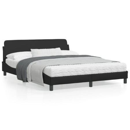 Bettgestell mit Kopfteil aus schwarzem Kunstleder 160x200cm von , Betten und Lattenroste - Ref: Foro24-373218, Preis: 185,12 ...