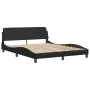 Bed frame with headboard black synthetic leather 160x200cm by , Beds and slatted bases - Ref: Foro24-373218, Price: 184,53 €,...