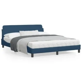Bed frame with blue fabric headboard 160x200 cm by , Beds and slatted bases - Ref: Foro24-373211, Price: 182,93 €, Discount: %