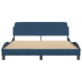 Estructura de cama con cabecero de tela azul 160x200 cm de , Camas y somieres - Ref: Foro24-373211, Precio: 169,01 €, Descuen...