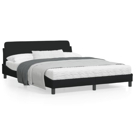Estructura de cama con cabecero de tela negro 160x200 cm de , Camas y somieres - Ref: Foro24-373207, Precio: 190,02 €