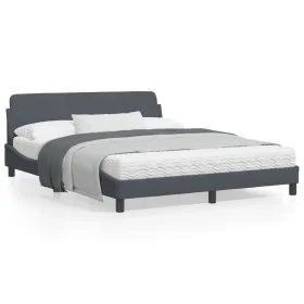Dark gray velvet bed frame with headboard 160x200 cm by , Beds and slatted bases - Ref: Foro24-373213, Price: 178,39 €, Disco...