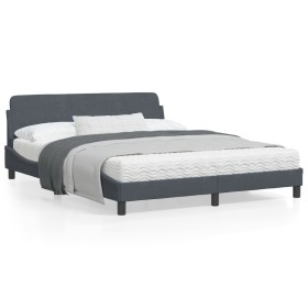 Estructura cama con cabecero terciopelo gris oscuro 160x200 cm de , Camas y somieres - Ref: Foro24-373213, Precio: 180,36 €, ...