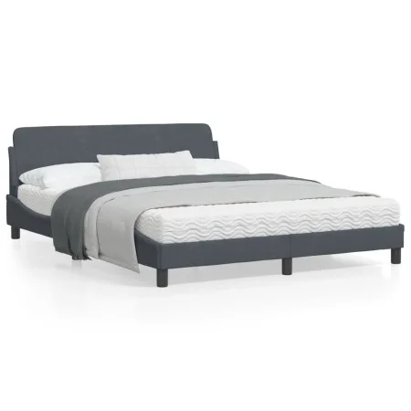 Dark gray velvet bed frame with headboard 160x200 cm by , Beds and slatted bases - Ref: Foro24-373213, Price: 177,00 €, Disco...