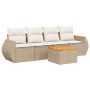 Gartensofa-Set mit Kissen, 5-teilig, beiges synthetisches Rattan von , Gartensets - Ref: Foro24-3257213, Preis: 381,96 €, Rab...