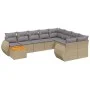 Garden sofa set with beige cushions 10 pieces synthetic rattan by , Garden sets - Ref: Foro24-3257501, Price: 651,77 €, Disco...