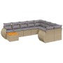 Gartensofa-Set mit beigen Kissen, 10-teilig, synthetisches Rattan von , Gartensets - Ref: Foro24-3257501, Preis: 663,43 €, Ra...