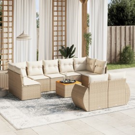 Juego de sofás jardín con cojines beige 10 pzas ratán sintético de , Conjuntos de jardín - Ref: Foro24-3257486, Precio: 732,0...