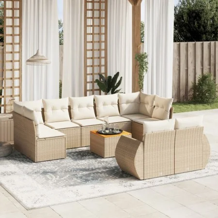 Garden sofa set with beige cushions 10 pieces synthetic rattan by , Garden sets - Ref: Foro24-3257486, Price: 719,18 €, Disco...
