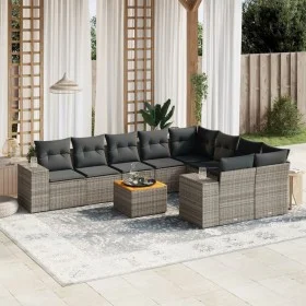 Set de sofás de jardín 10 pzas con cojines ratán sintético gris de , Conjuntos de jardín - Ref: Foro24-3257936, Precio: 614,3...