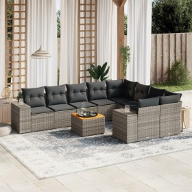 Set de sofás de jardín 10 pzas con cojines ratán sintético gris de , Conjuntos de jardín - Ref: Foro24-3257936, Precio: 623,5...