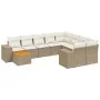 Juego de sofás jardín con cojines beige 10 pzas ratán sintético de , Conjuntos de jardín - Ref: Foro24-3257941, Precio: 730,9...