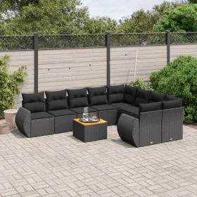 Garden sofa set 10 pieces with black synthetic rattan cushions by , Garden sets - Ref: Foro24-3257490, Price: 633,87 €, Disco...
