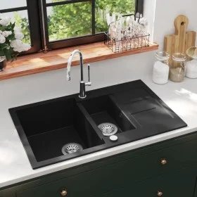 Kitchen sink with 2 black granite bowls by , Sinks - Ref: Foro24-142950, Price: 203,87 €, Discount: %
