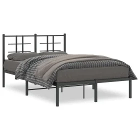 Bed frame with black metal headboard 120x190 cm by , Beds and slatted bases - Ref: Foro24-355558, Price: 92,65 €, Discount: %