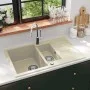 Granite kitchen sink with two beige bowls by , Sinks - Ref: Foro24-144858, Price: 196,33 €, Discount: %