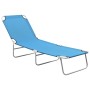 Folding steel and turquoise blue fabric lounger by , Loungers - Ref: Foro24-310329, Price: 73,34 €, Discount: %