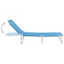 Folding steel and turquoise blue fabric lounger by , Loungers - Ref: Foro24-310329, Price: 73,34 €, Discount: %