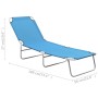 Folding steel and turquoise blue fabric lounger by , Loungers - Ref: Foro24-310329, Price: 73,34 €, Discount: %