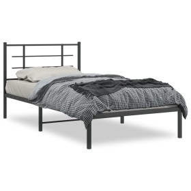 Estructura de cama con cabecero metal negro 107x203 cm