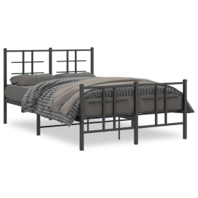 Bed frame with headboard and footboard black metal 120x190 cm by , Beds and slatted bases - Ref: Foro24-355576, Price: 108,97...