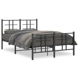 Bed frame with headboard and footboard black metal 120x190 cm by , Beds and slatted bases - Ref: Foro24-355576, Price: 107,21...