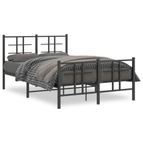 Estructura de cama con cabecero y pie metal negro 120x190 cm