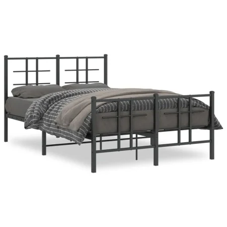 Bed frame with headboard and footboard black metal 120x190 cm by , Beds and slatted bases - Ref: Foro24-355576, Price: 107,21...