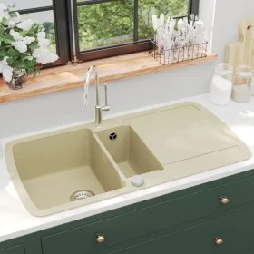 Granit-Spülbecken mit zwei beigen Becken von , Sinkt - Ref: Foro24-144854, Preis: 278,13 €, Rabatt: %