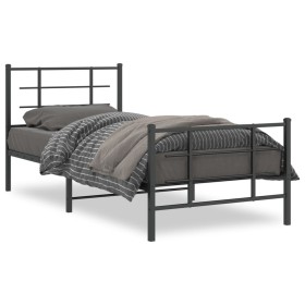 Estructura de cama con cabecero y estribo metal negro 90x190 cm