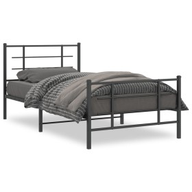 Estructura de cama con cabecero y estribo metal negro 107x203cm