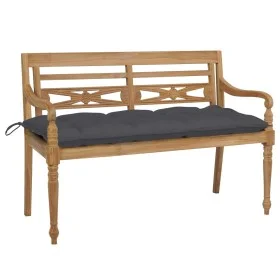 Bank aus massivem Teak Batavia mit anthrazitgrauem Kissen 120 cm von , Gartenbänke - Ref: Foro24-3062169, Preis: 225,22 €, Ra...