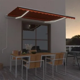Automatic awning LED wind sensor orange brown 400x300 cm by , Awnings - Ref: Foro24-3068915, Price: 605,58 €, Discount: %
