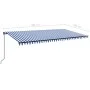 Toldo retráctil manual azul y blanco 600x350 cm de , Toldos - Ref: Foro24-3069236, Precio: 570,20 €, Descuento: %