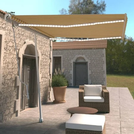 Toldo automático LED sensor de viento amarillo blanco 300x250cm de , Toldos - Ref: Foro24-3069513, Precio: 593,54 €, Descuent...