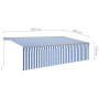 Manuell ausfahrbare Markise mit blau-weißem Rollo 5x3 m von , Markisen - Ref: Foro24-3069456, Preis: 481,00 €, Rabatt: %