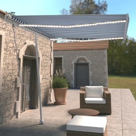 Toldo automático LED sensor de viento azul y blanco 300x250 cm de , Toldos - Ref: Foro24-3069511, Precio: 604,76 €
