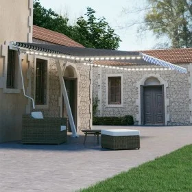 Toldo automático LED sensor de viento azul y blanco 400x300 cm de , Toldos - Ref: Foro24-3069551, Precio: 722,07 €, Descuento: %