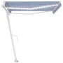 Toldo automático LED sensor de viento azul y blanco 400x300 cm de , Toldos - Ref: Foro24-3069551, Precio: 722,07 €, Descuento: %