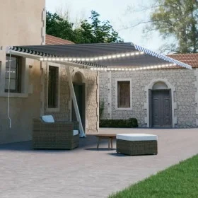 Toldo automático LED sensor de viento azul y blanco 500x300 cm de , Toldos - Ref: Foro24-3069591, Precio: 755,90 €, Descuento: %