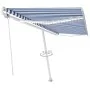 Automatic awning LED wind sensor blue and white 500x300 cm by , Awnings - Ref: Foro24-3069591, Price: 756,67 €, Discount: %