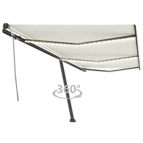 Manual retractable awning with cream LED light 600x350 cm by , Awnings - Ref: Foro24-3069882, Price: 715,29 €, Discount: %