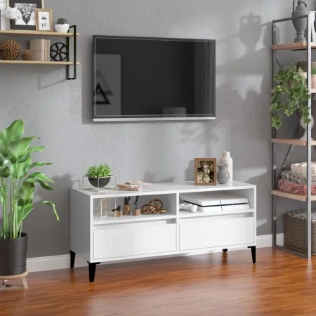 Hochglanzweißer TV-Schrank aus Sperrholz, 100 x 34,5 x 44,5 cm von vidaXL, TV-Möbel - Ref: Foro24-831903, Preis: 71,47 €, Rab...