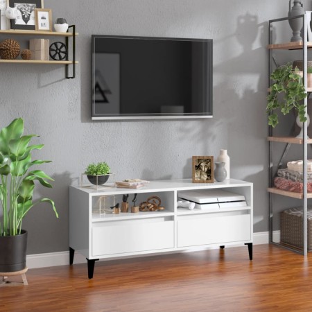 Hochglanzweißer TV-Schrank aus Sperrholz, 100 x 34,5 x 44,5 cm von vidaXL, TV-Möbel - Ref: Foro24-831903, Preis: 72,35 €, Rab...