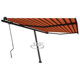 Toldo de pie retráctil manual naranja y marrón 450x350 cm