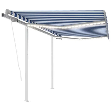 Automatic awning LED and wind sensor blue and white 3x2.5 m by , Awnings - Ref: Foro24-3069911, Price: 573,53 €, Discount: %