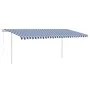 Automatic awning with LED and wind sensor blue and white 5x3 m by , Awnings - Ref: Foro24-3069991, Price: 738,58 €, Discount: %