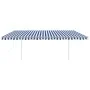 Automatic awning with LED and wind sensor blue and white 5x3 m by , Awnings - Ref: Foro24-3069991, Price: 738,58 €, Discount: %