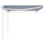 Automatic awning with LED and wind sensor blue and white 5x3 m by , Awnings - Ref: Foro24-3069991, Price: 738,58 €, Discount: %