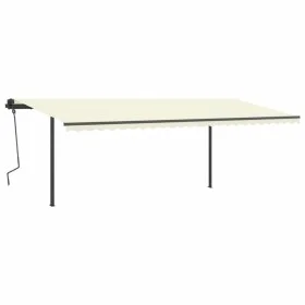 Manuell einziehbare Markise mit cremefarbenen Stangen 6x3,5 m von , Markisen - Ref: Foro24-3070277, Preis: 684,63 €, Rabatt: %